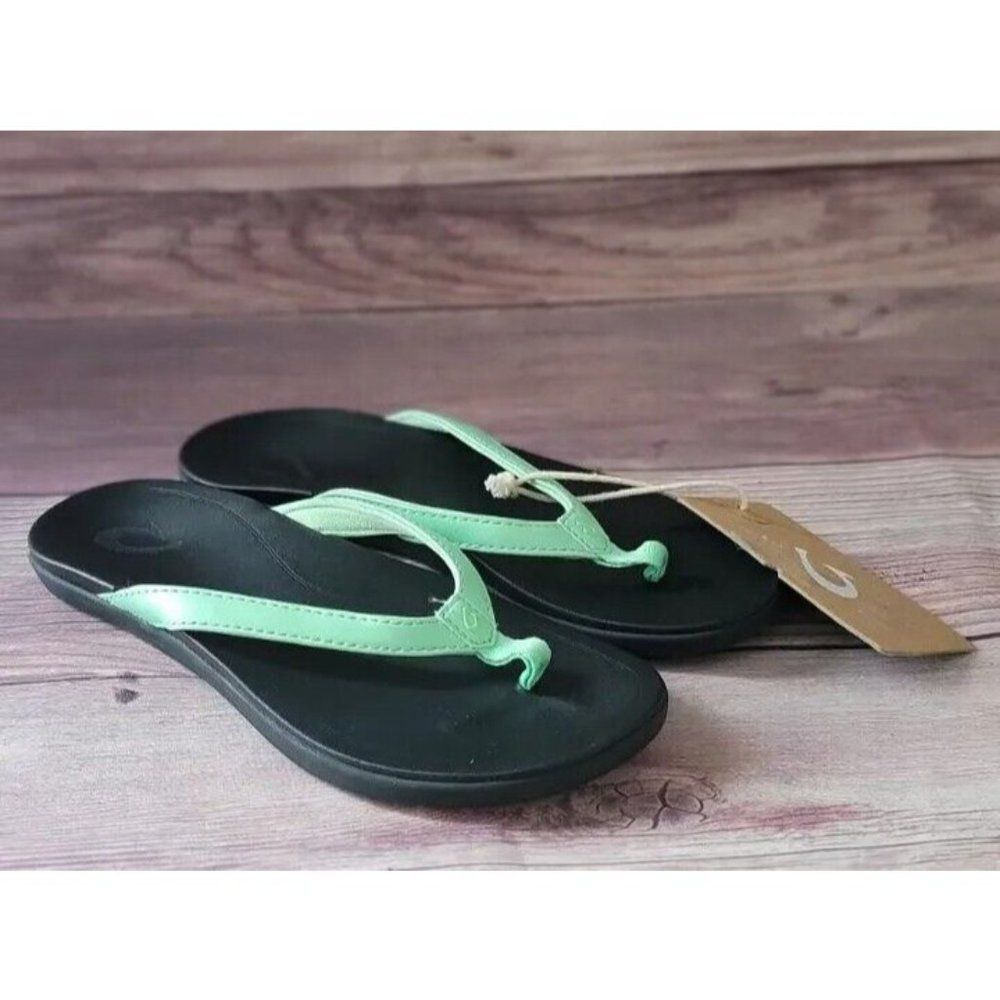Olukai Womens Sandals Size 5 Ho'opio Mint Black